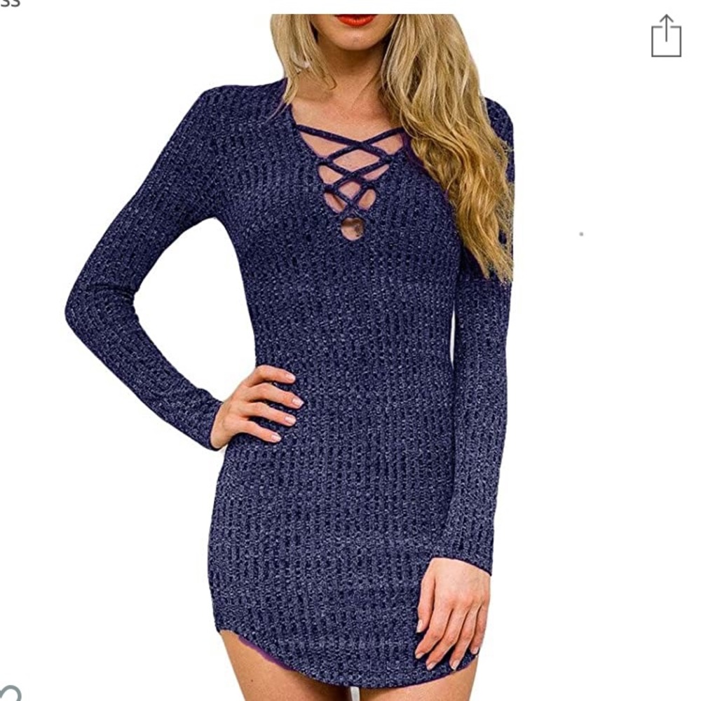 Long-sleeve bodycon sweater dress